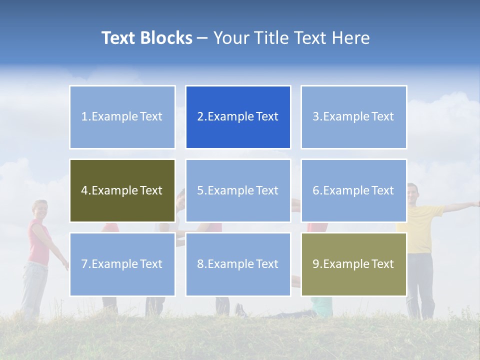 A Group Of People Standing On Top Of A Grass Covered Field PowerPoint Template