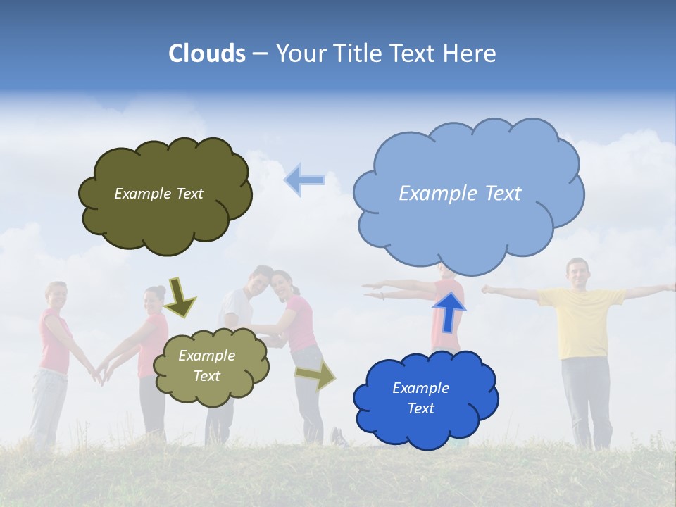A Group Of People Standing On Top Of A Grass Covered Field PowerPoint Template