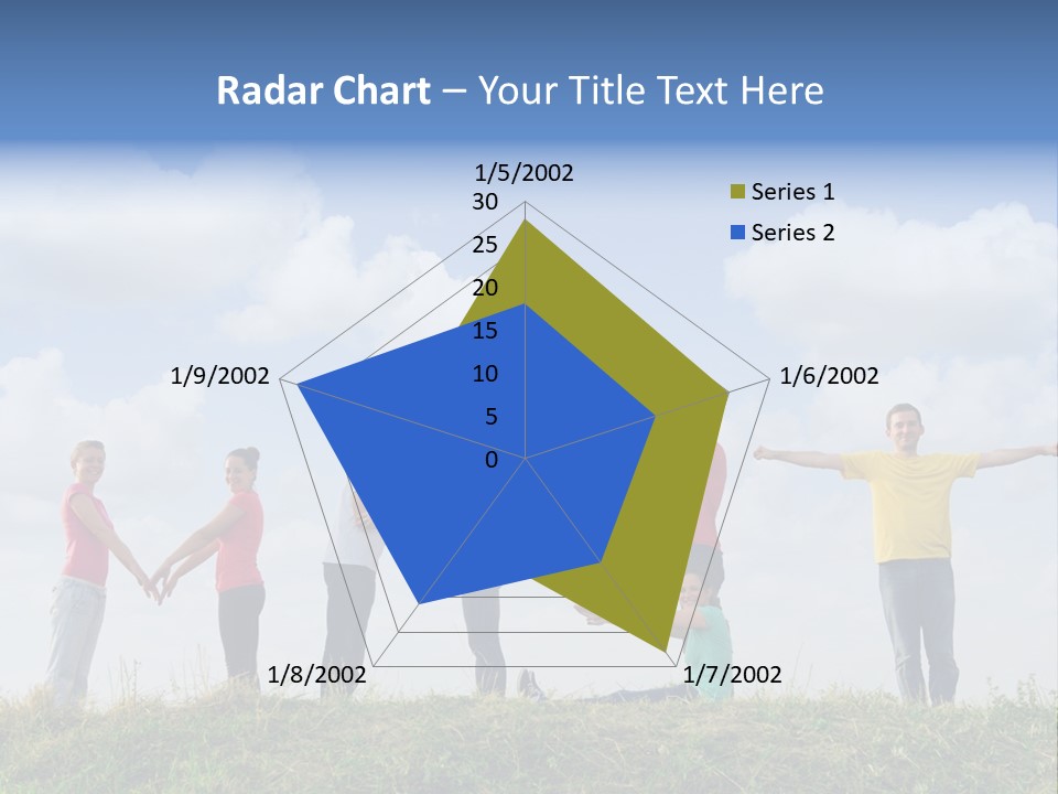A Group Of People Standing On Top Of A Grass Covered Field PowerPoint Template