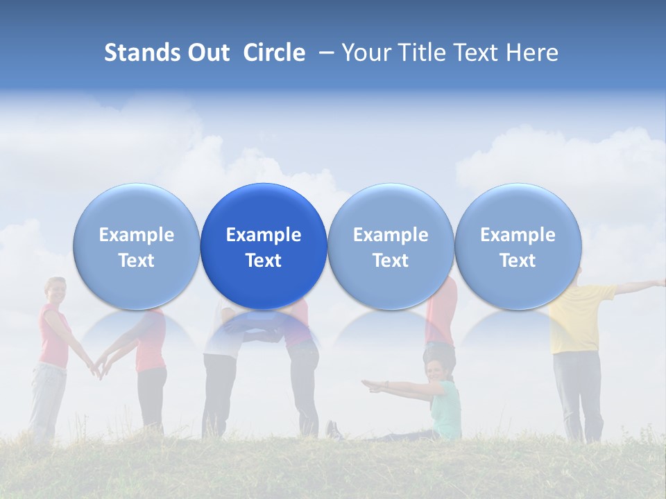 A Group Of People Standing On Top Of A Grass Covered Field PowerPoint Template
