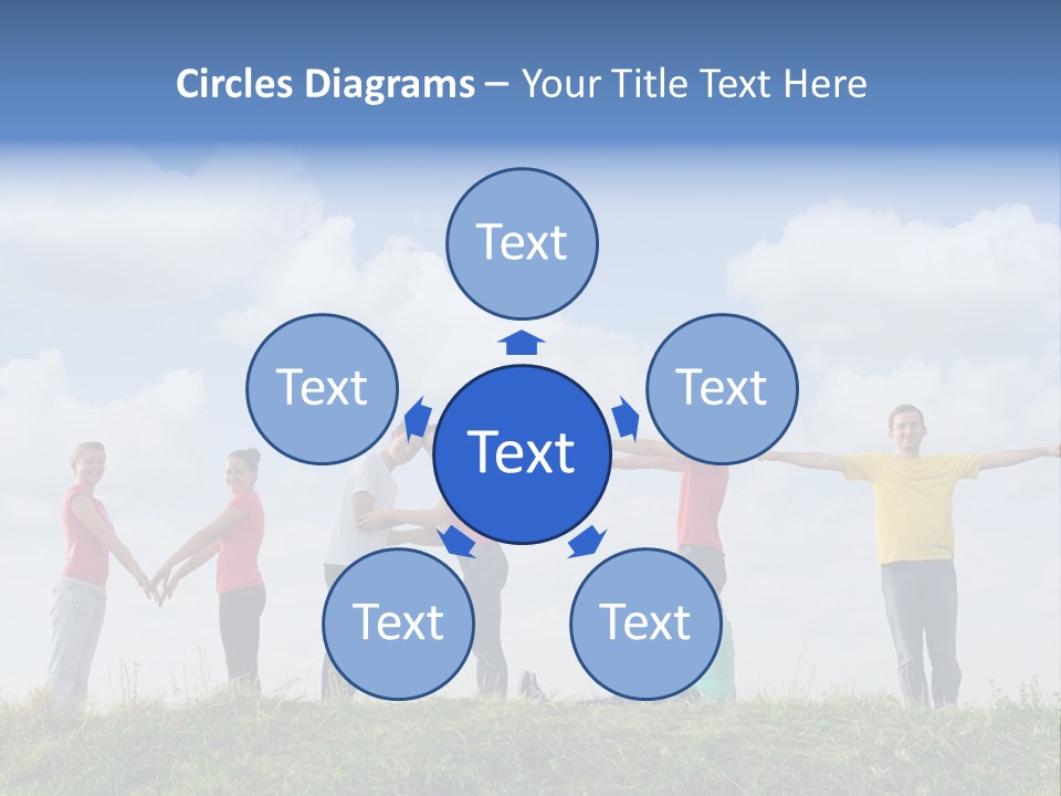 A Group Of People Standing On Top Of A Grass Covered Field PowerPoint Template