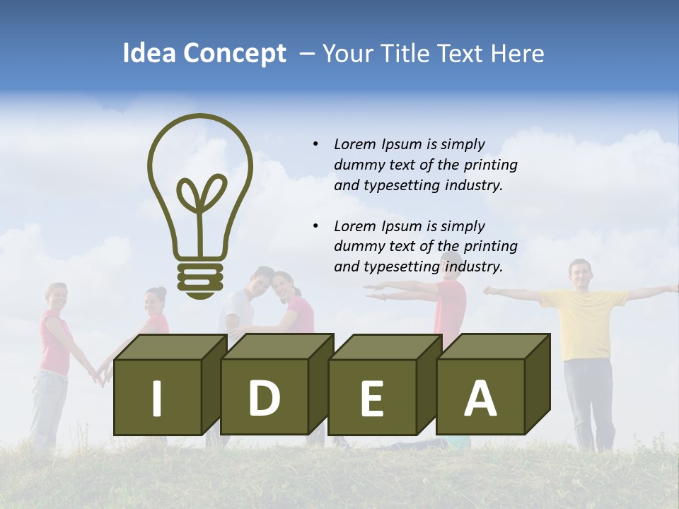 A Group Of People Standing On Top Of A Grass Covered Field PowerPoint Template