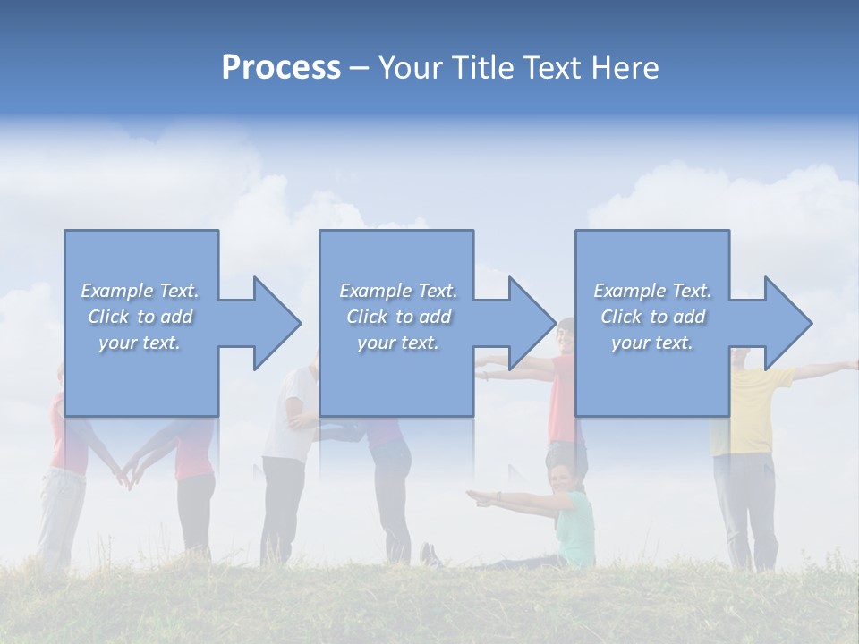 A Group Of People Standing On Top Of A Grass Covered Field PowerPoint Template