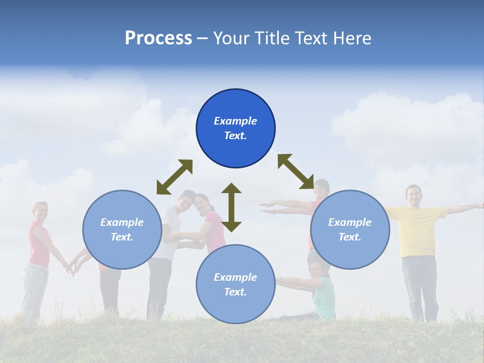 A Group Of People Standing On Top Of A Grass Covered Field PowerPoint Template