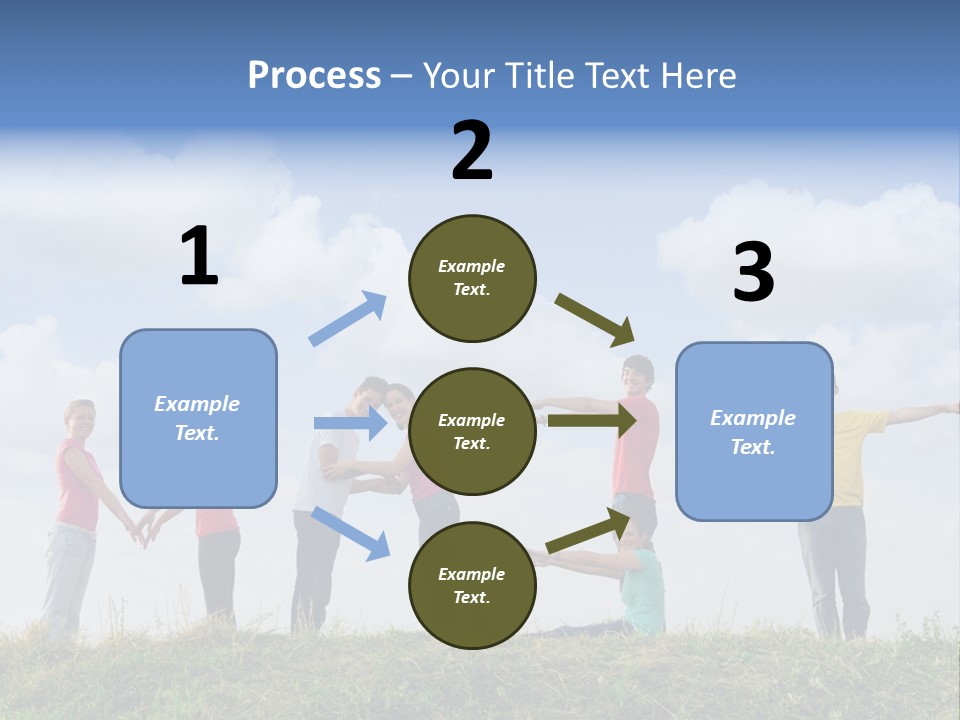 A Group Of People Standing On Top Of A Grass Covered Field PowerPoint Template