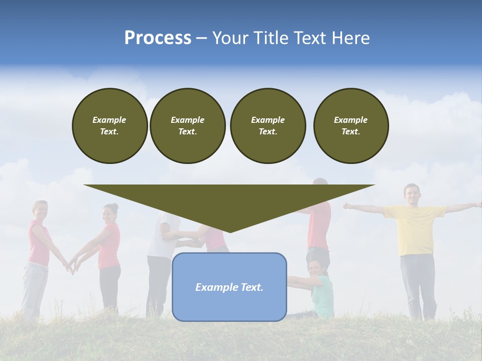 A Group Of People Standing On Top Of A Grass Covered Field PowerPoint Template