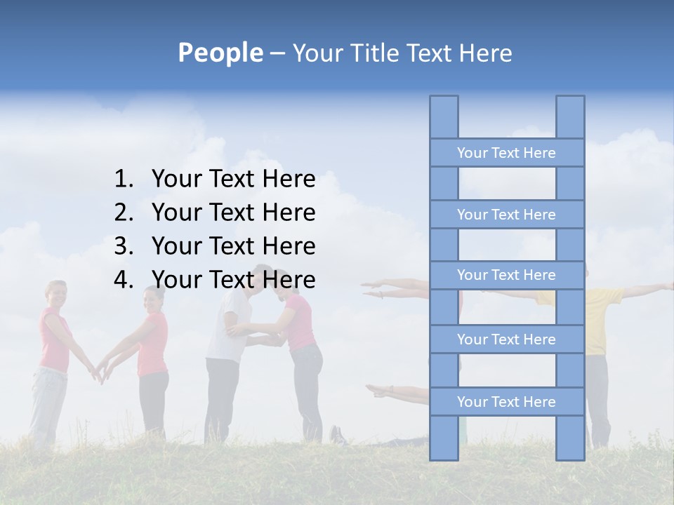 A Group Of People Standing On Top Of A Grass Covered Field PowerPoint Template