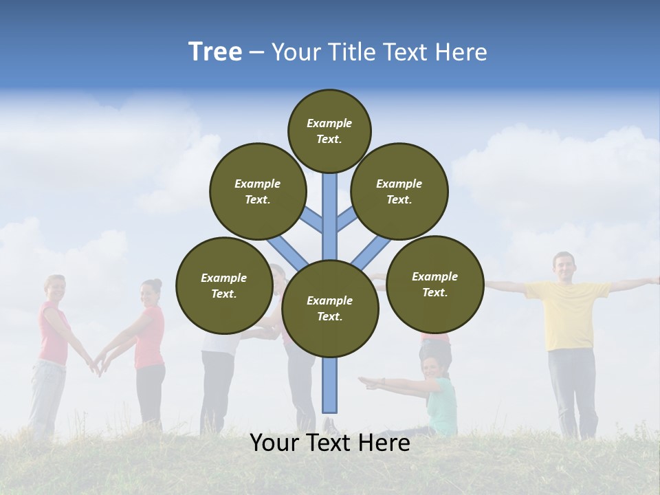 A Group Of People Standing On Top Of A Grass Covered Field PowerPoint Template