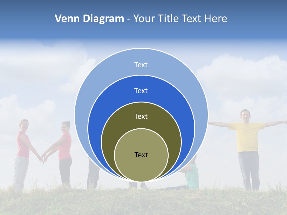 A Group Of People Standing On Top Of A Grass Covered Field PowerPoint Template