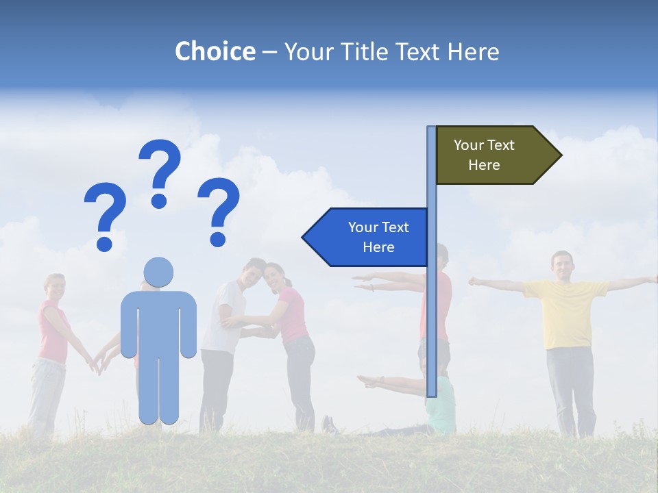 A Group Of People Standing On Top Of A Grass Covered Field PowerPoint Template