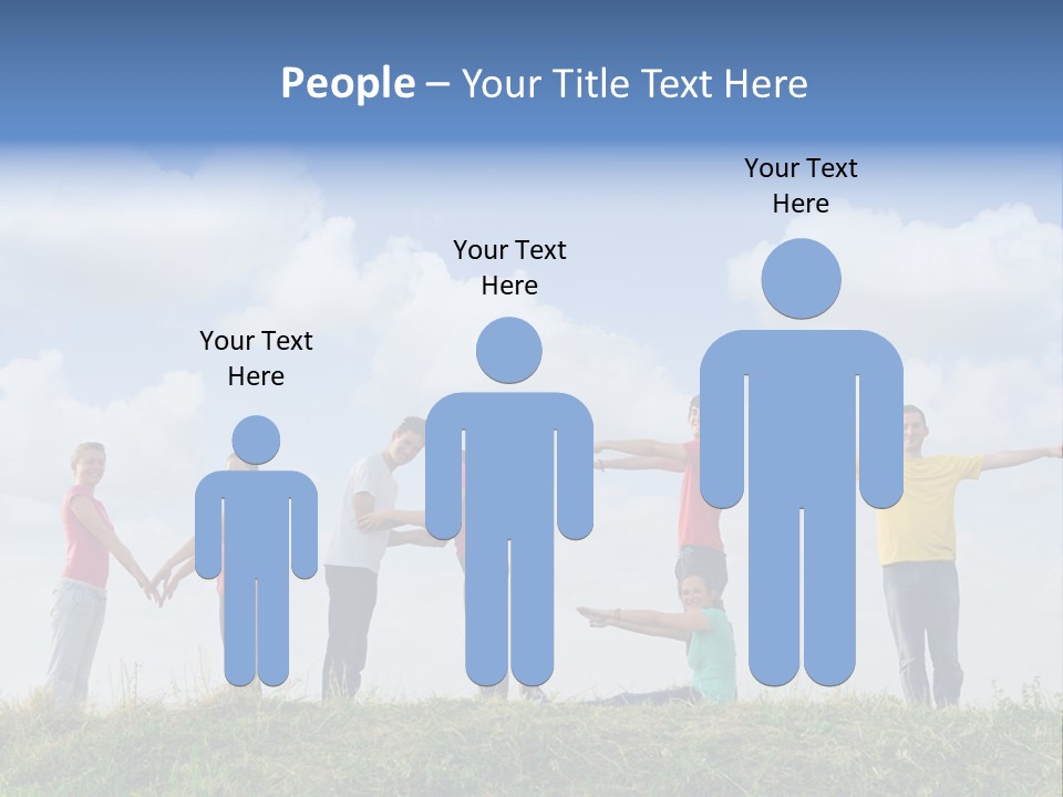 A Group Of People Standing On Top Of A Grass Covered Field PowerPoint Template