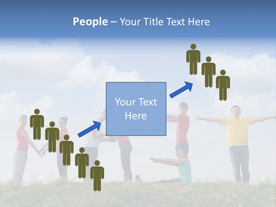 A Group Of People Standing On Top Of A Grass Covered Field PowerPoint Template