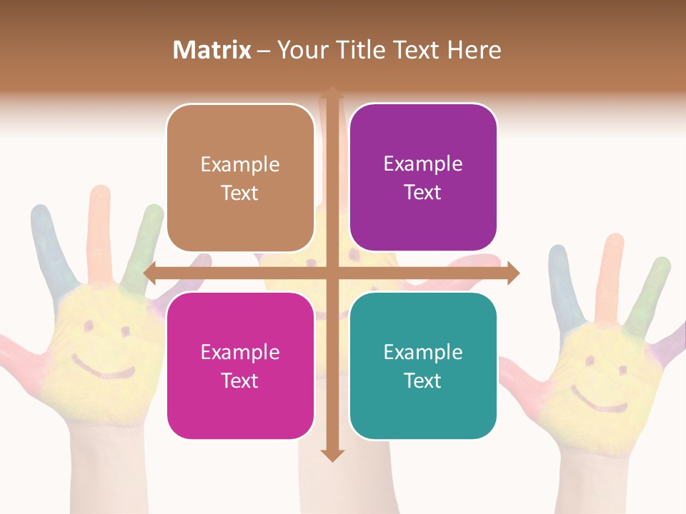 Celebration Kids Painted Hands Support PowerPoint Template