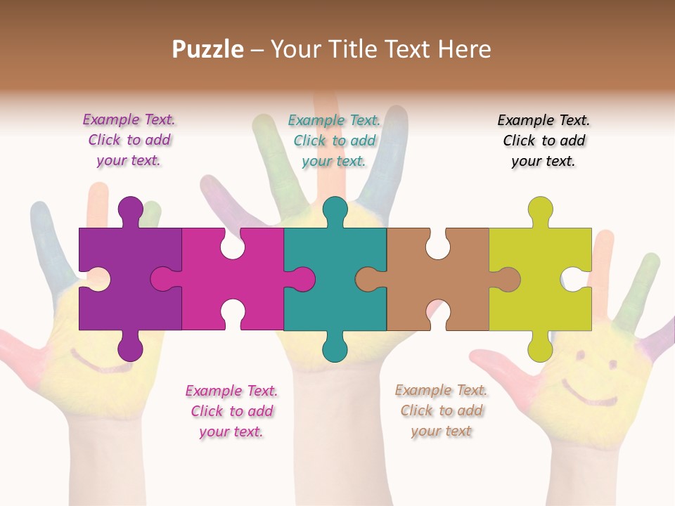 Celebration Kids Painted Hands Support PowerPoint Template