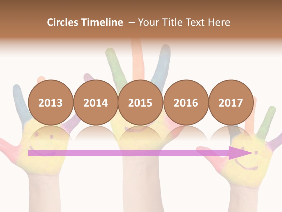 Celebration Kids Painted Hands Support PowerPoint Template