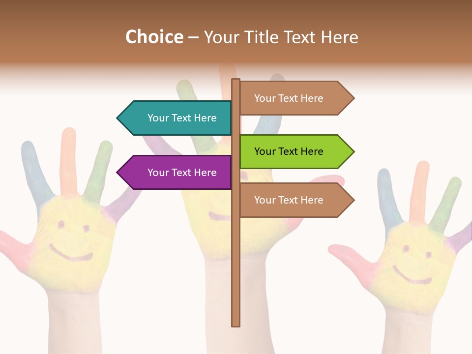 Celebration Kids Painted Hands Support PowerPoint Template