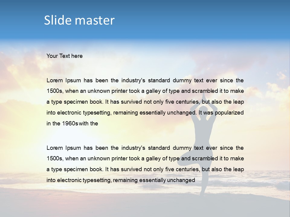 A Woman Doing Yoga On The Beach At Sunset PowerPoint Template