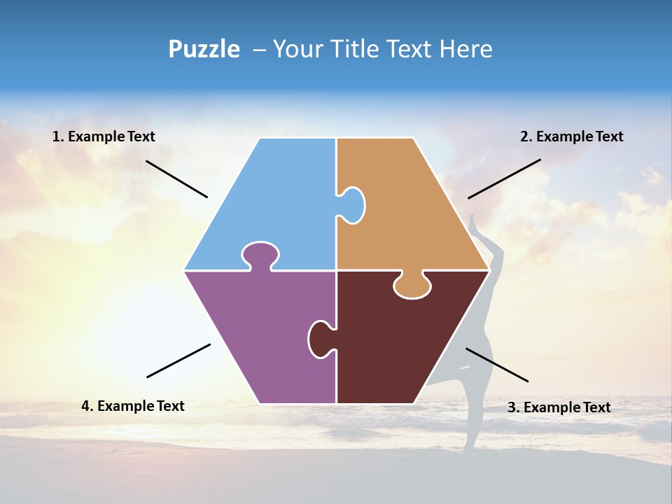 A Woman Doing Yoga On The Beach At Sunset PowerPoint Template