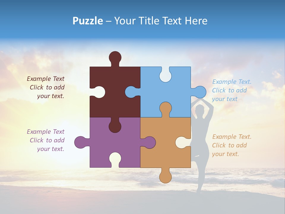 A Woman Doing Yoga On The Beach At Sunset PowerPoint Template