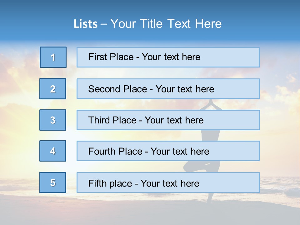 A Woman Doing Yoga On The Beach At Sunset PowerPoint Template