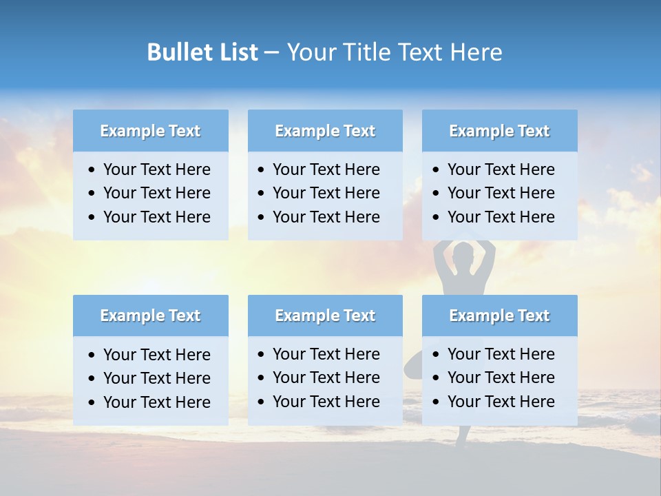 A Woman Doing Yoga On The Beach At Sunset PowerPoint Template