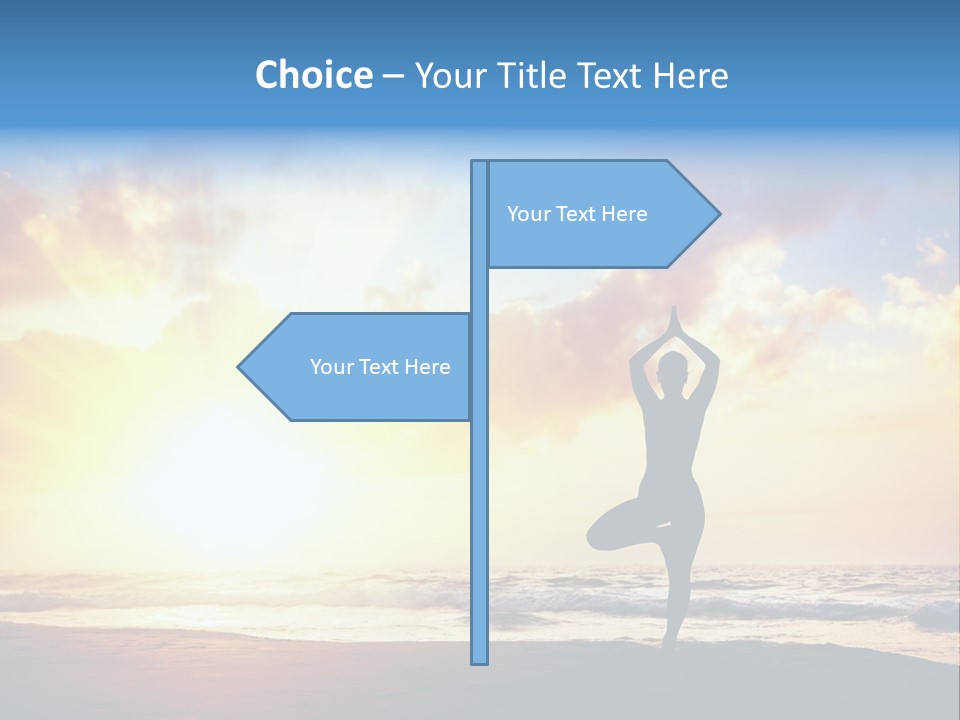 A Woman Doing Yoga On The Beach At Sunset PowerPoint Template