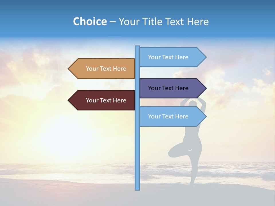 A Woman Doing Yoga On The Beach At Sunset PowerPoint Template