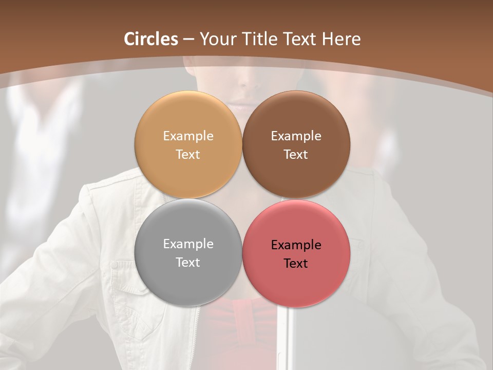 A Woman Holding A Laptop In Front Of A Group Of People PowerPoint Template