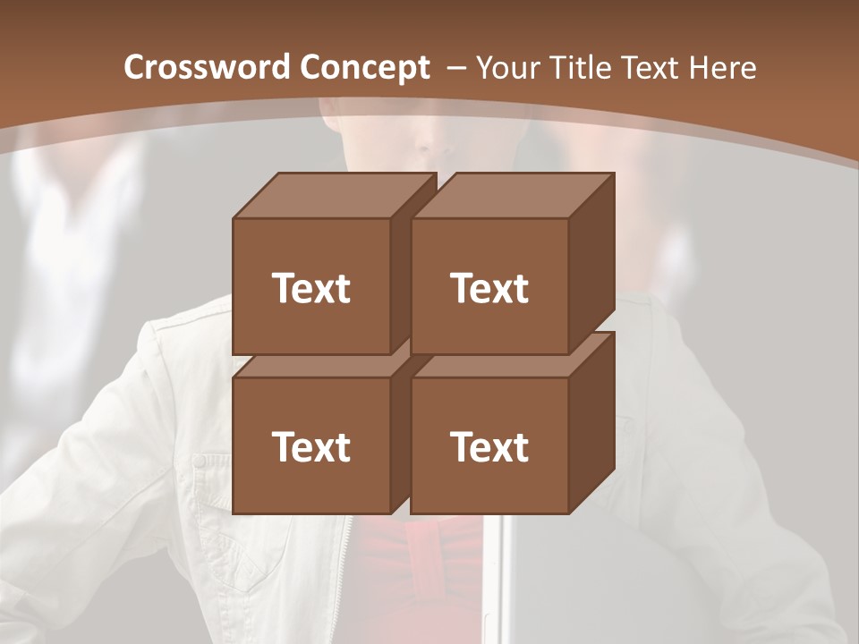 A Woman Holding A Laptop In Front Of A Group Of People PowerPoint Template