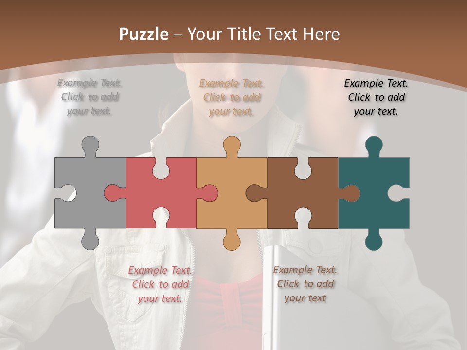 A Woman Holding A Laptop In Front Of A Group Of People PowerPoint Template