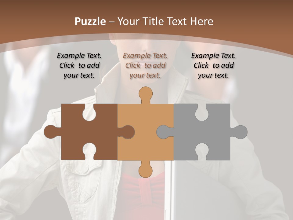 A Woman Holding A Laptop In Front Of A Group Of People PowerPoint Template