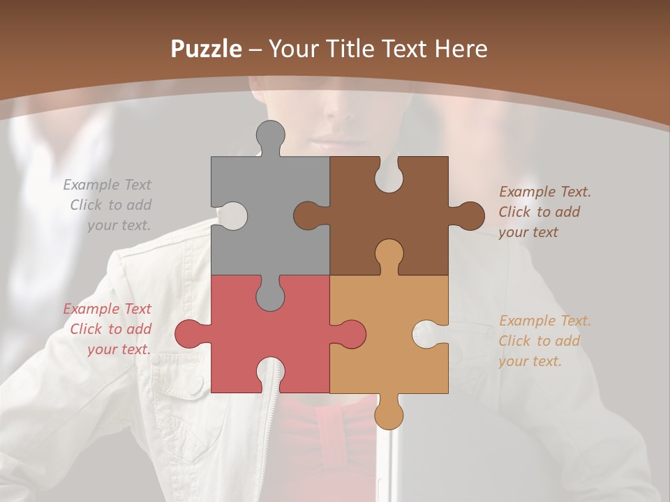 A Woman Holding A Laptop In Front Of A Group Of People PowerPoint Template