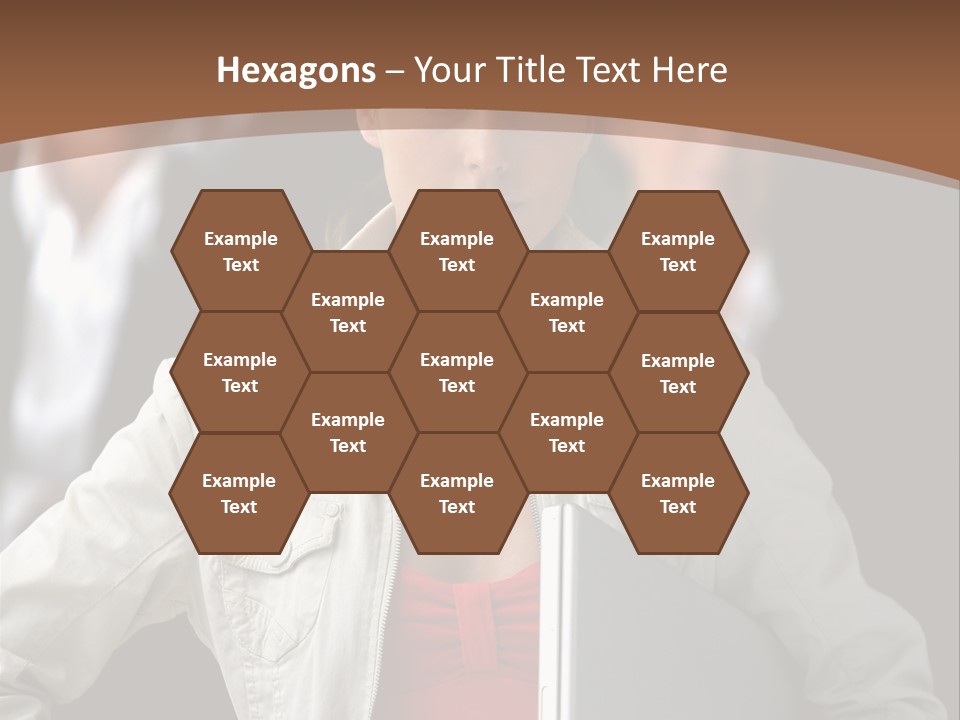 A Woman Holding A Laptop In Front Of A Group Of People PowerPoint Template