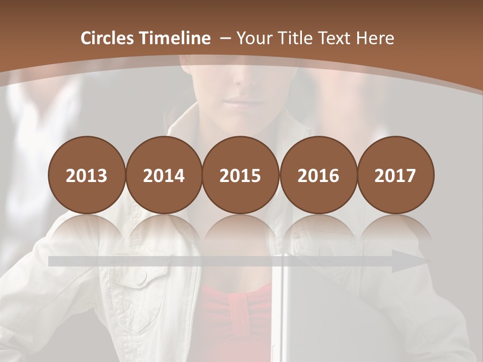 A Woman Holding A Laptop In Front Of A Group Of People PowerPoint Template