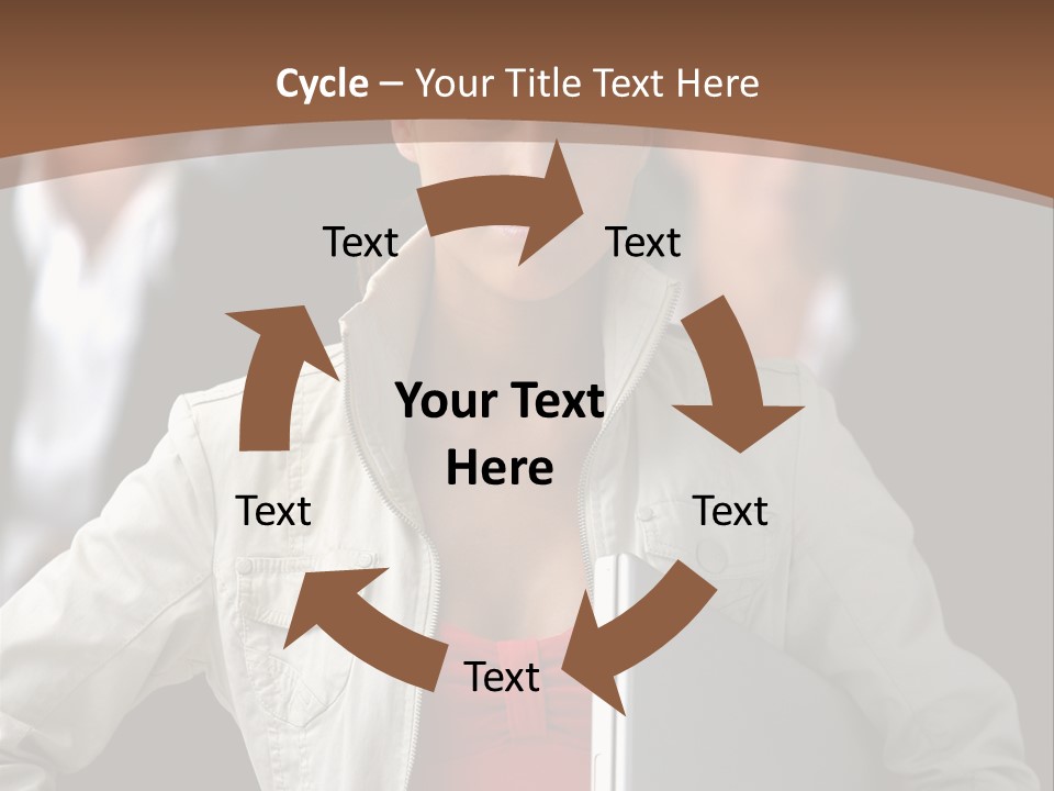 A Woman Holding A Laptop In Front Of A Group Of People PowerPoint Template