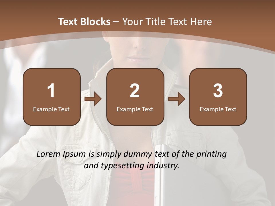 A Woman Holding A Laptop In Front Of A Group Of People PowerPoint Template