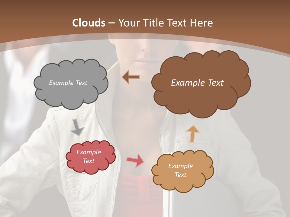 A Woman Holding A Laptop In Front Of A Group Of People PowerPoint Template