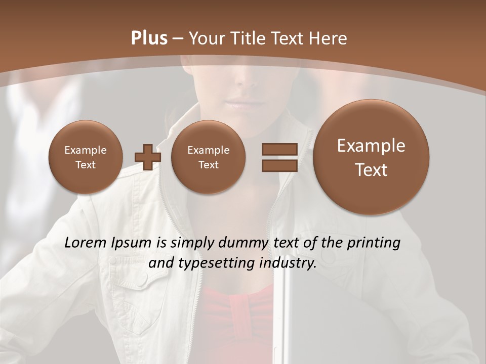 A Woman Holding A Laptop In Front Of A Group Of People PowerPoint Template