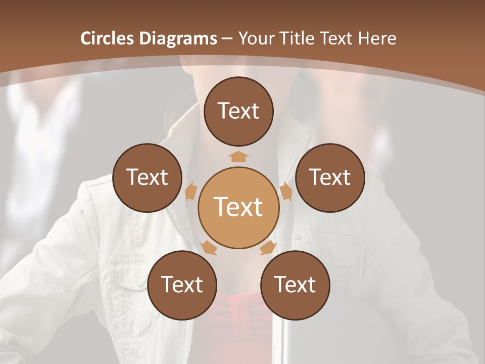 A Woman Holding A Laptop In Front Of A Group Of People PowerPoint Template