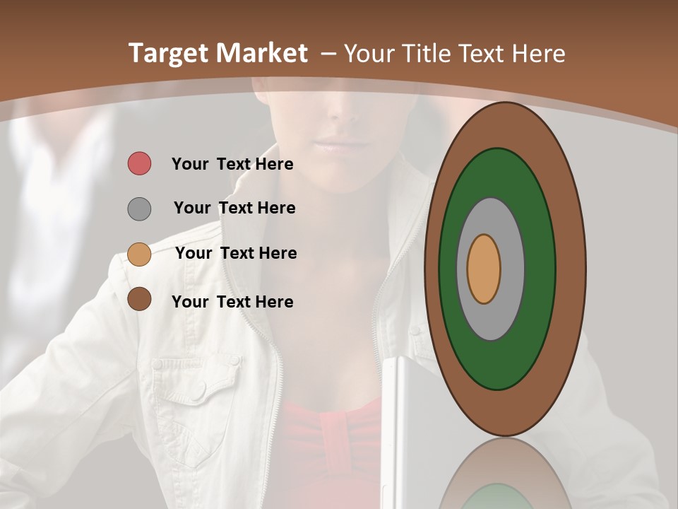 A Woman Holding A Laptop In Front Of A Group Of People PowerPoint Template