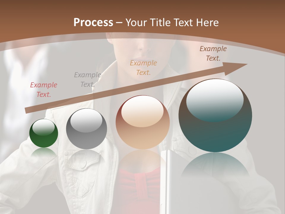 A Woman Holding A Laptop In Front Of A Group Of People PowerPoint Template