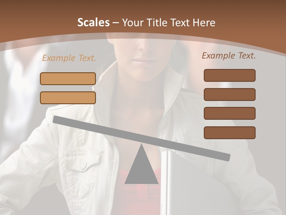 A Woman Holding A Laptop In Front Of A Group Of People PowerPoint Template