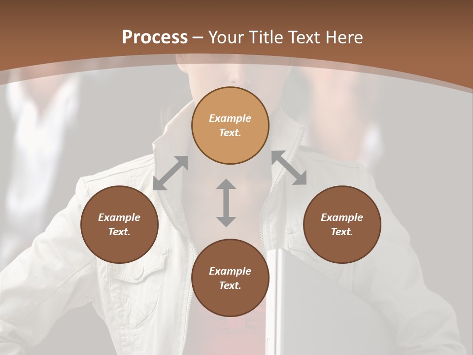 A Woman Holding A Laptop In Front Of A Group Of People PowerPoint Template