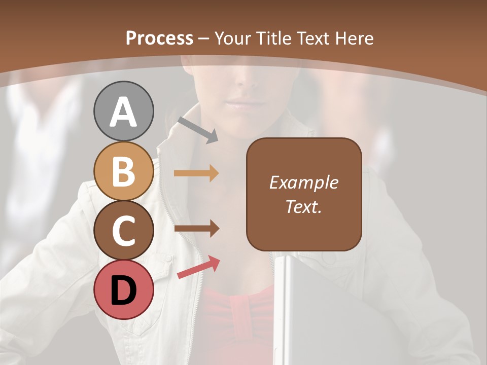 A Woman Holding A Laptop In Front Of A Group Of People PowerPoint Template