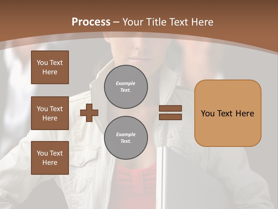 A Woman Holding A Laptop In Front Of A Group Of People PowerPoint Template