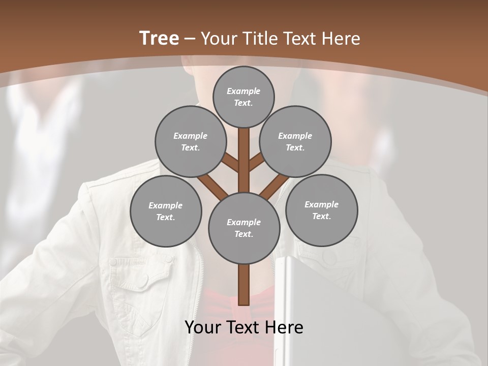 A Woman Holding A Laptop In Front Of A Group Of People PowerPoint Template