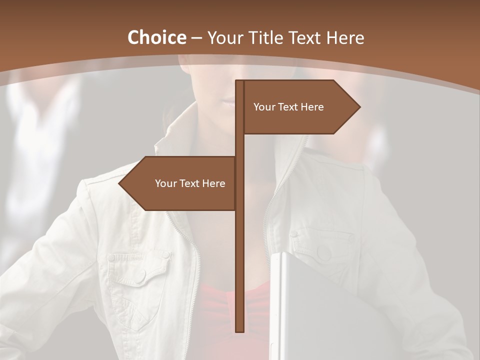 A Woman Holding A Laptop In Front Of A Group Of People PowerPoint Template