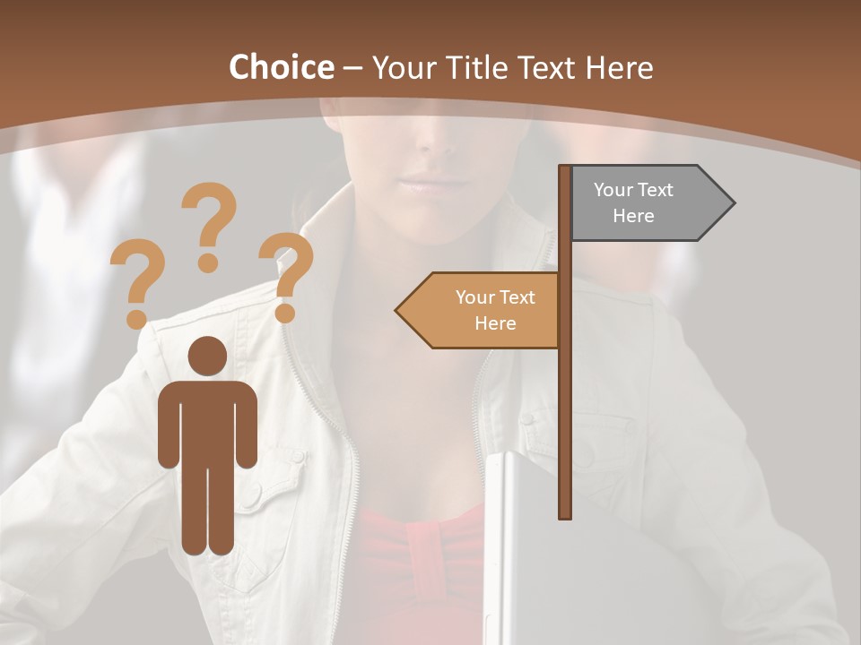 A Woman Holding A Laptop In Front Of A Group Of People PowerPoint Template