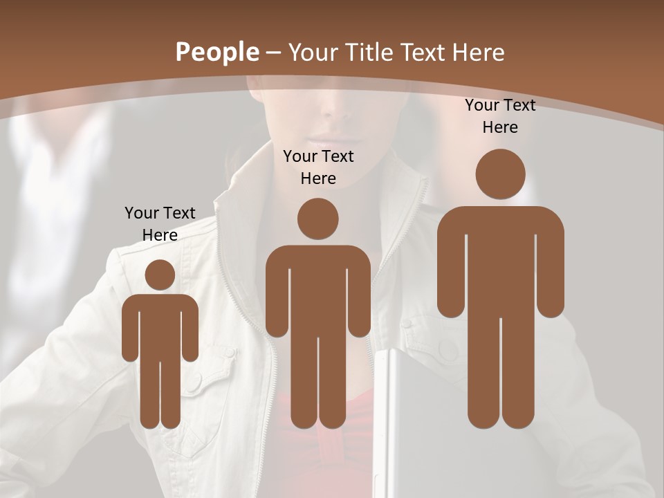 A Woman Holding A Laptop In Front Of A Group Of People PowerPoint Template