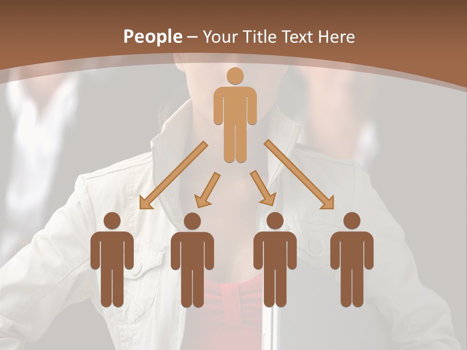 A Woman Holding A Laptop In Front Of A Group Of People PowerPoint Template